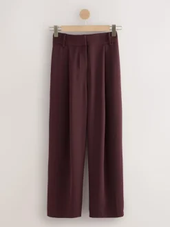 Next Elastic Back Wide Leg Trousers Burgundy Red Clearance