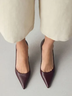 Next Extra Wide Fit Leather Mid Court Shoes Burgundy Red Outlet