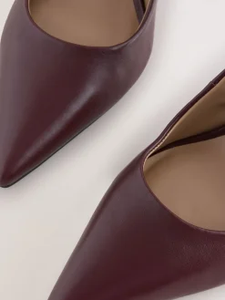 Next Extra Wide Fit Leather Mid Court Shoes Burgundy Red Outlet