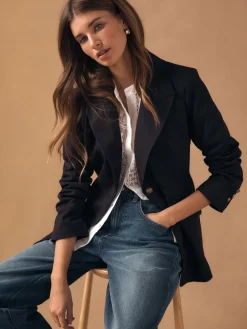 Next Burgundy Red Fitted Single Breasted Blazer Online