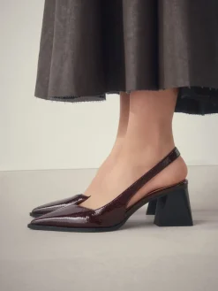 Next Forever Comfort® Pointed Toe Slingback Block Heels Burgundy Red