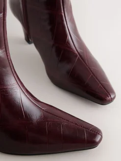 Next Forever Comfort® Curved Heel Knee High Boots Burgundy Red New