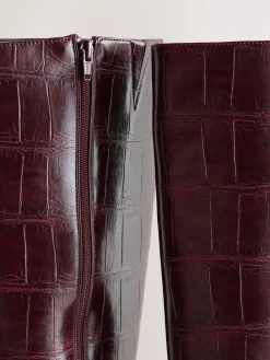 Next Forever Comfort® Curved Heel Knee High Boots Burgundy Red New