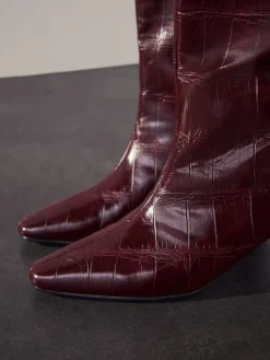 Next Forever Comfort® Curved Heel Knee High Boots Burgundy Red New