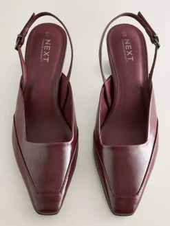 Next Forever Comfort® Square Toe Slingback Heels Burgundy Red Outlet
