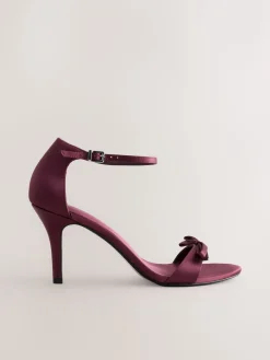 Next Forever Comfort® Mini Satin Bow Heeled Sandals Burgundy Red Hot