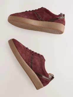 Next Burgundy Red Forever Comfort® Leather Chunky Sole Lace-Up Trainers Best