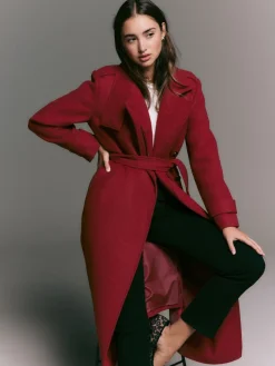 Next Formal Funnel Neck Coat Burgundy Red Online