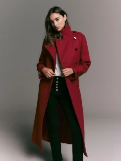 Next Formal Funnel Neck Coat Burgundy Red Online
