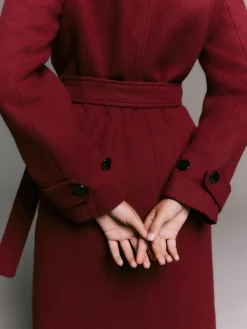 Next Formal Funnel Neck Coat Burgundy Red Online