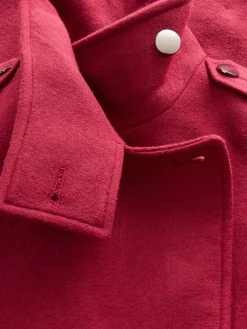 Next Formal Funnel Neck Coat Burgundy Red Online