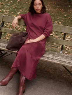 Next 2-In-1 Sweatshirt With Satin Midi Skirt Burgundy Red