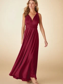 Next Jersey Multiway Wedding Guest Bridesmaid Maxi Dress Burgundy Red Discount