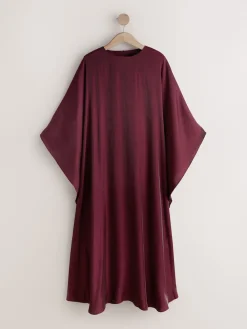 Next Kaftan Shimmer Maxi Dress Burgundy Red New