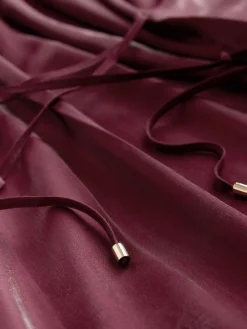 Next Kaftan Shimmer Maxi Dress Burgundy Red New