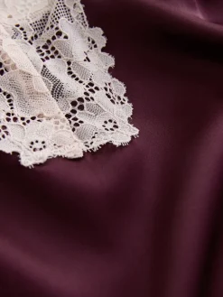 Next Burgundy Red Lace Detail Satin Slip Outlet