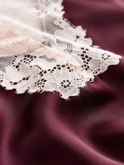 Next Burgundy Red Lace Trim Cami Pyjamas Discount