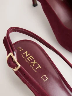 Next Leather Cutout Hardware Detail Slingback Heels Burgundy Red Online