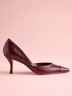 Next Tabitha Simmons x Mary Grace Leather Chisel Toe Court Heels Burgundy Red Leather Best