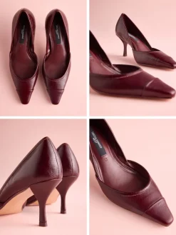 Next Tabitha Simmons x Mary Grace Leather Chisel Toe Court Heels Burgundy Red Leather Best