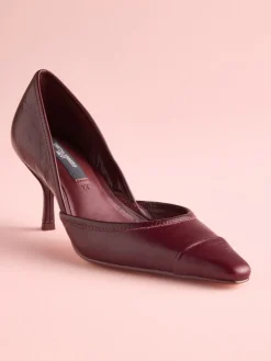 Next Tabitha Simmons x Mary Grace Leather Chisel Toe Court Heels Burgundy Red Leather Best