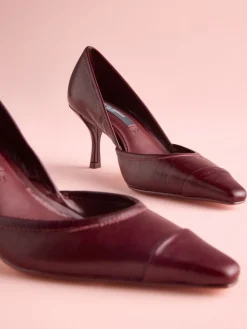 Next Tabitha Simmons x Mary Grace Leather Chisel Toe Court Heels Burgundy Red Leather Best