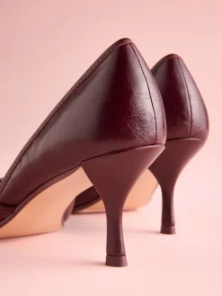 Next Tabitha Simmons x Mary Grace Leather Chisel Toe Court Heels Burgundy Red Leather Best