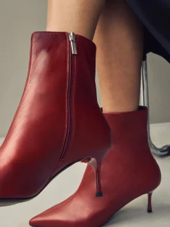 Next Pointed Toe Skinny Heeled Ankle Boots Burgundy Red Online