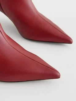 Next Pointed Toe Skinny Heeled Ankle Boots Burgundy Red Online