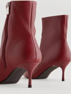 Next Pointed Toe Skinny Heeled Ankle Boots Burgundy Red Online