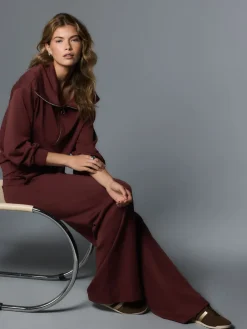 Next Premium Wide Leg Jersey Joggers Burgundy Red Best