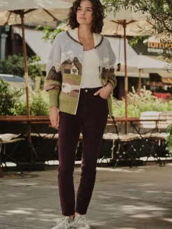 Next Slim Velvet Cord Jeans Burgundy Red Outlet