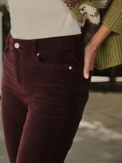 Next Slim Velvet Cord Jeans Burgundy Red Outlet