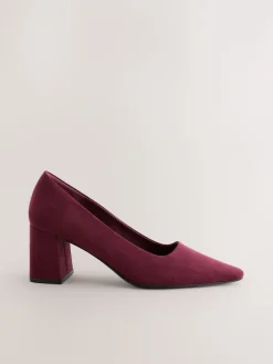 Next Standard/Wide Fit Standard Chisel Toe Block Courts Burgundy Red Clearance