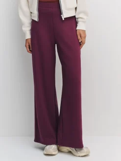 Next Burgundy Red Wide Leg Compact Trousers New