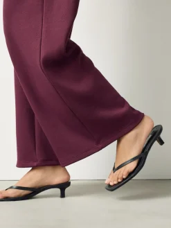 Next Burgundy Red Wide Leg Compact Trousers New