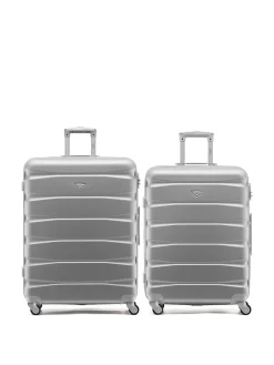 CABIN PRO Silver Set of 2 Medium & Large Check-In Hold Luggage Hardcase Travel Suitcases Hot