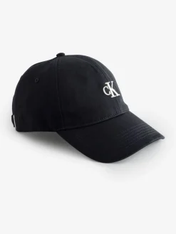 Calvin Klein Black Embroidered Monogram 100% Cotton Cap Clearance