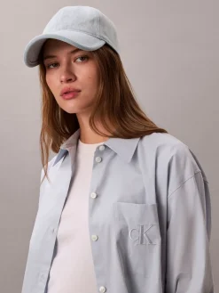 Calvin Klein Burnout Emblem Logo Denim Cap Blue Best