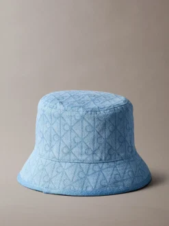 Calvin Klein Blue Burnout Emblem Logo Bucket Hat Hot