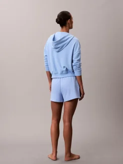 Calvin Klein Cotton Terry Blend Zip Lounge Hoodie Blue New
