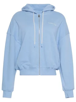 Calvin Klein Cotton Terry Blend Zip Lounge Hoodie Blue New