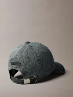 Calvin Klein Burnout Emblem Logo Denim Cap Grey New