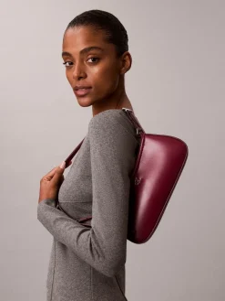 Calvin Klein Red Monogram Logo Hardware Shoulder Bag Best