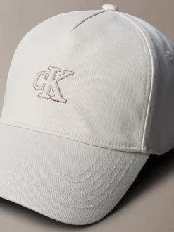 Calvin Klein Monogram Shine Embroidery Moire Cap White Sale
