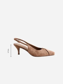 Next Leather Cutout Hardware Detail Slingback Heels Camel Brown