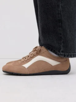 Next Forever Comfort® Leather Slimsole Lace-Up Trainers Camel Suede