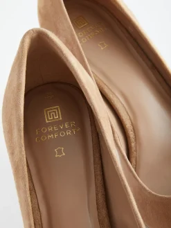 Next Camel Suede Standard/Wide Fit Leather Mid Court Shoes New