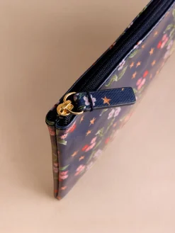 Cath Kidston Navy Star Sprig Zip-Up Purse New