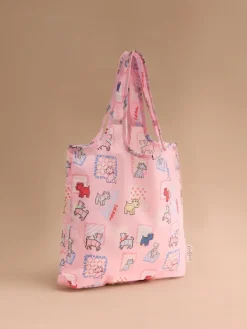 Cath Kidston Mini Foldaway Shopper Bag Pink Teddy Dog Clearance
